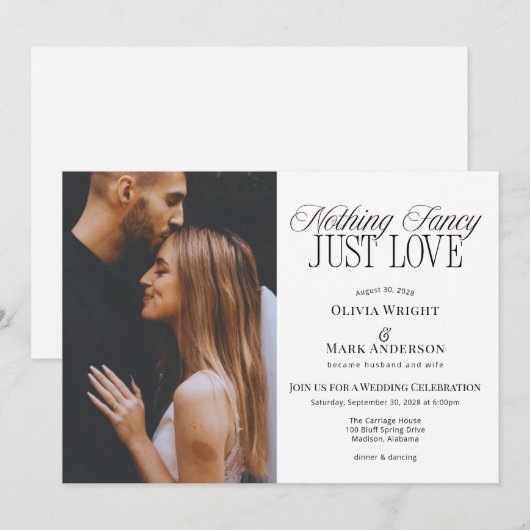Nothing Fancy Just Love Wedding Reception 招待状 (正面/裏面)
