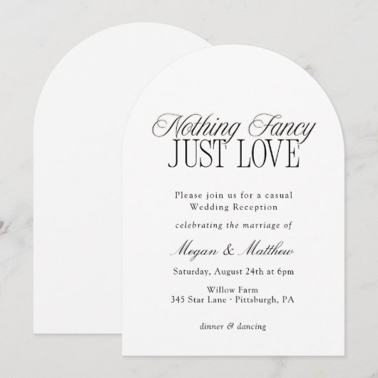 Nothing Fancy Just Love Wedding Reception 招待状 (正面/裏面)