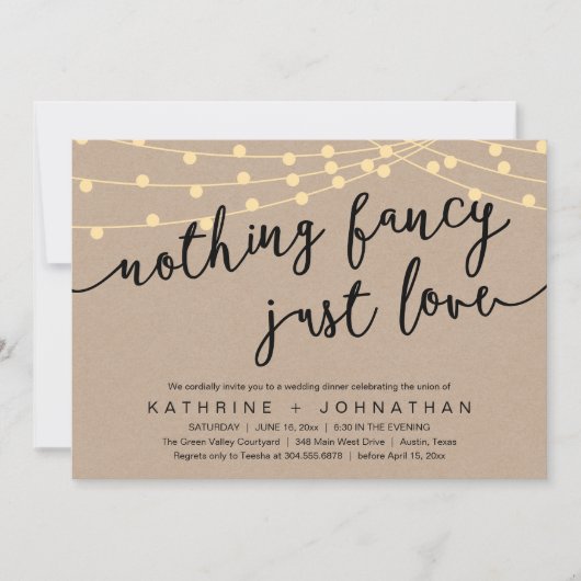 Nothing Fancy, Just Love, Wedding Reception Dinner 招待状 (正面)