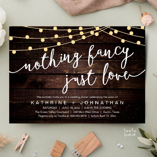 Nothing Fancy, Just Love, Wedding Reception Dinner 招待状