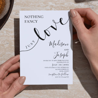 Nothing Fancy Just Love, Wedding, Script, Simple 招待状