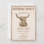 Nothing Fancy Just Love Western Cow Skull Wedding 招待状 (正面)