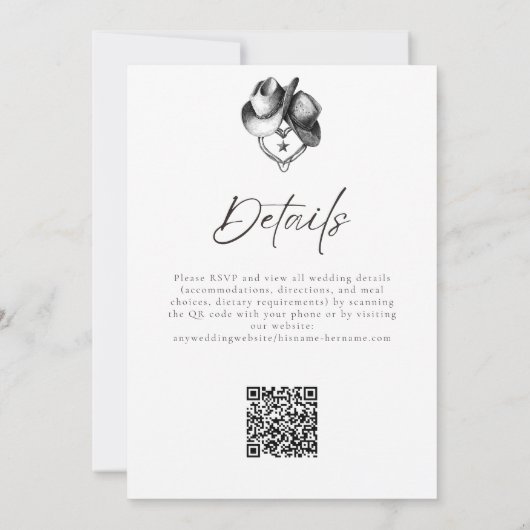 Nothing Fancy Just Love Western Hat Rustic Wedding 招待状 (裏面)