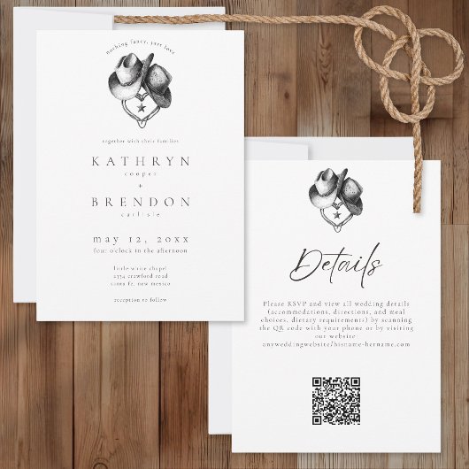 Nothing Fancy Just Love Western Hat Rustic Wedding 招待状