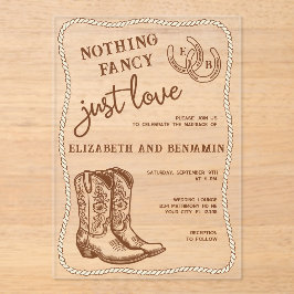 Nothing Fancy Just Love Western Horseshoe Wedding アクリル招待状