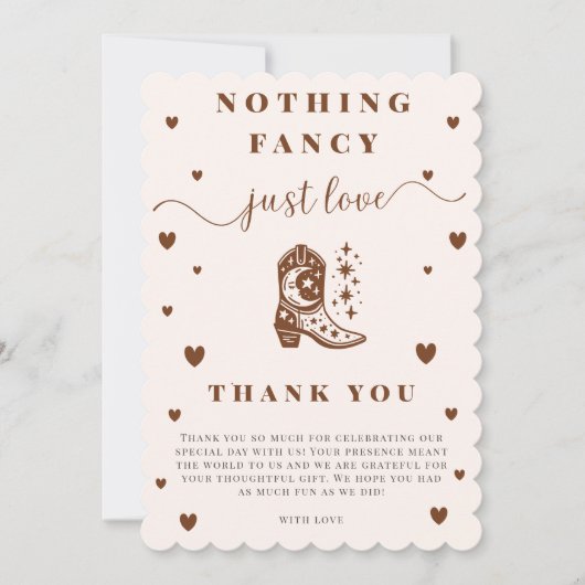 Nothing Fancy Just Love Western Rustic Wedding サンキューカード (正面)