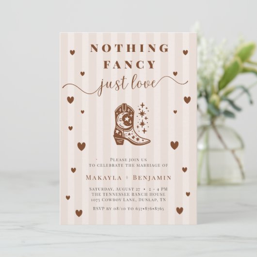 Nothing Fancy Just Love Western Rustic Wedding 招待状 (スタンド正面)
