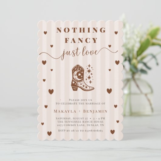 Nothing Fancy Just Love Western Rustic Wedding 招待状 (スタンド正面)