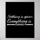 Nothing Is Given Everything Is Earned Motivational ポスター (正面)