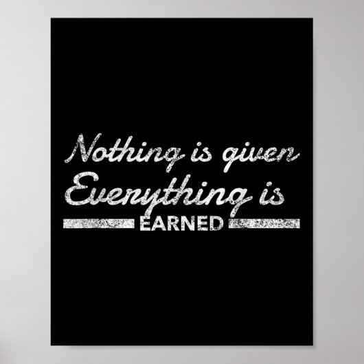 Nothing Is Given Everything Is Earned Motivational ポスター (正面)