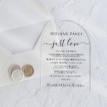 Nothing Just ファンシー Love Arch Wedding Reception アクリル招待状<br><div class="desc">シックなアーチ型エロペメントまたは私用結婚の発表とウェディングカジュアルレセプションア澄んクリル招待。「Nothing ファンシー Just Love」は、スワッシュとスクリプシンプルトの混合で見せスタイリッシュられる。お知らせや結婚披露宴の招待をカスタマイズし、署名のようなスクリプトに名前を追加する。</div>