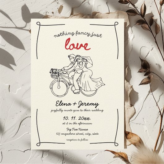 Nothing Just ファンシー Love Motorcycle Hand Drawn 招待状