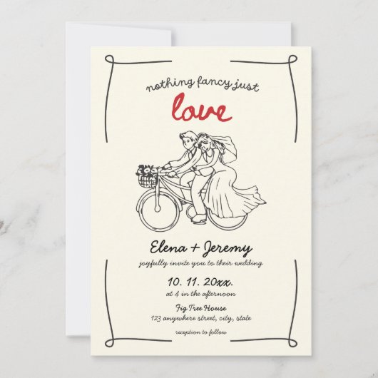 Nothing Just ファンシー Love Motorcycle Hand Drawn 招待状 (正面)