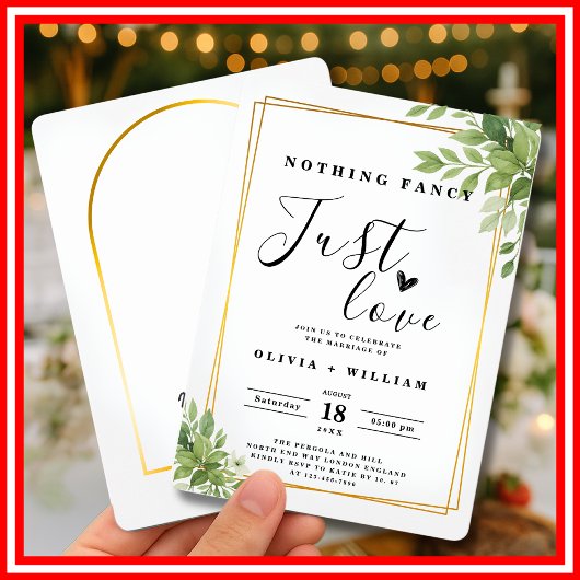 Nothing Just ファンシー Love Sage Green金ゴールド幾何学的 招待状