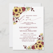 Nothing Just ファンシー Love Sunflower Burgundy Photo 招待状 (正面)