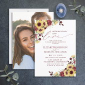 Nothing Just ファンシー Love Sunflower Burgundy Photo 招待状