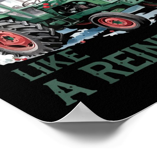 Nothing Runs Like A Reindeer Christmas Tractor Far ポスター (角)