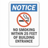 Notice No Smoking Within 25 Feet of Building  シール (正面)