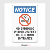 Notice No Smoking Within 25 Feet of Building  シール (シート)