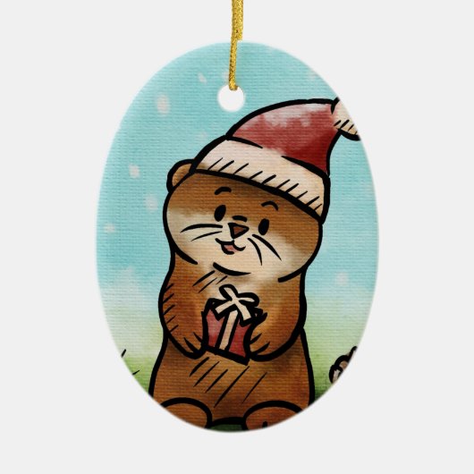 Notice Otis Christmas Oval Ornament セラミックオーナメント (正面)