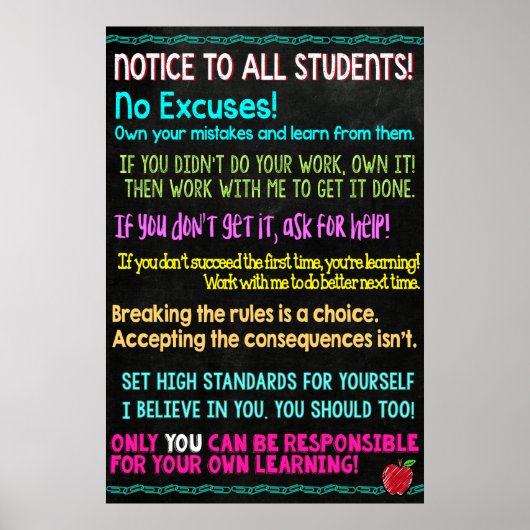 Notice To All Students Classroom Poster ポスター (正面)