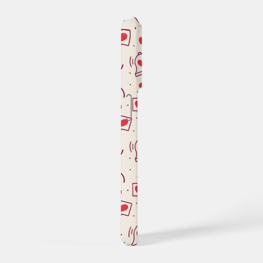 Notification Heart Bell Burgundy Red Love Pattern iPhoneケース (右側面)