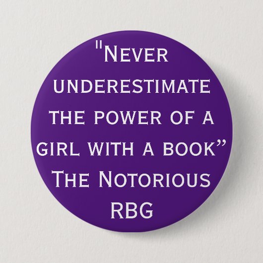 Notorious RBG Never Underestimate Quote 缶バッジ (正面)