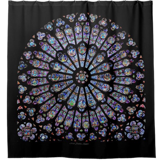 NOTRE DAMEのカテドラルのバラ窓 シャワーカーテン (正面)