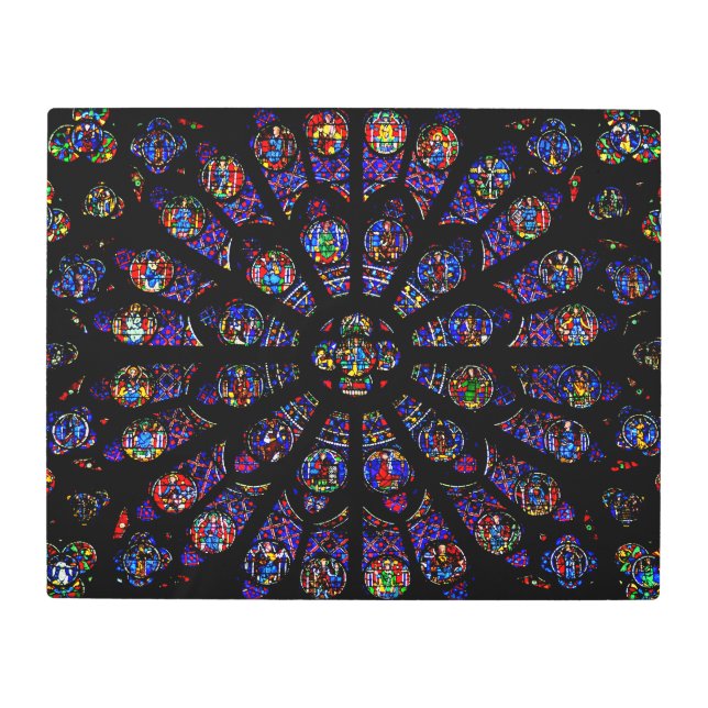 Notre Dameの南バラ窓 メタルプリント (正面)