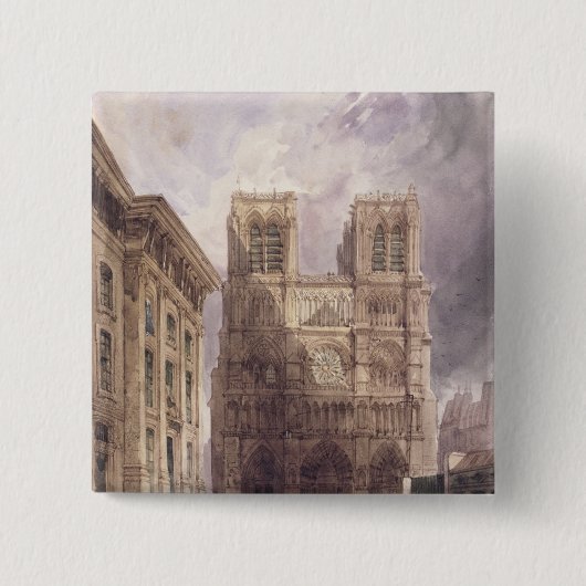 Notre Dame、パリ1836年のカテドラル 缶バッジ (正面)