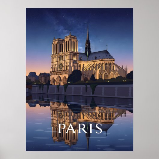 Notre Dame Cathedra Paris France ポスター (正面)