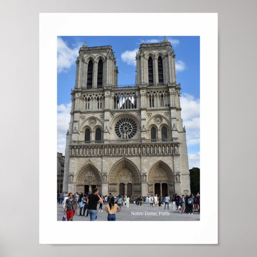 Notre Dame Cathedral, Paris, France ポスター (正面)