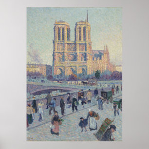 Notre Dame Cathedral Paris France Classic Painting ポスター