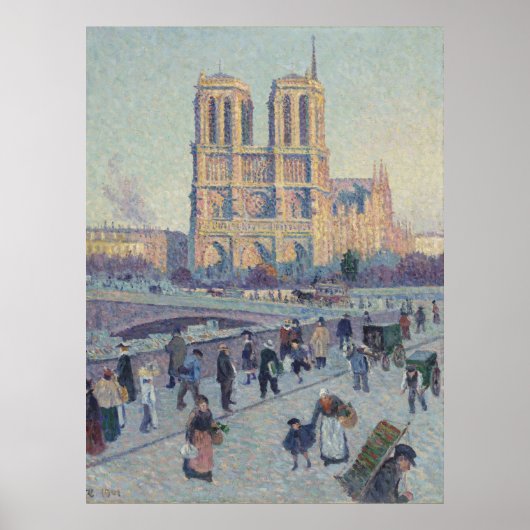 Notre Dame Cathedral Paris France Classic Painting ポスター (正面)