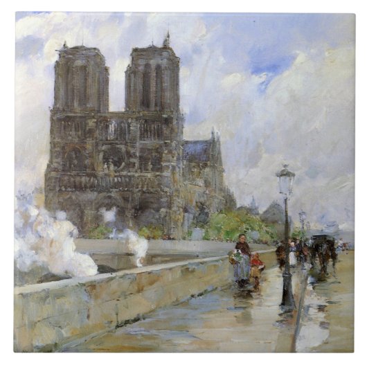 Notre Dame Cathedral (Paris, France) (Vintage Art) タイル (正面)