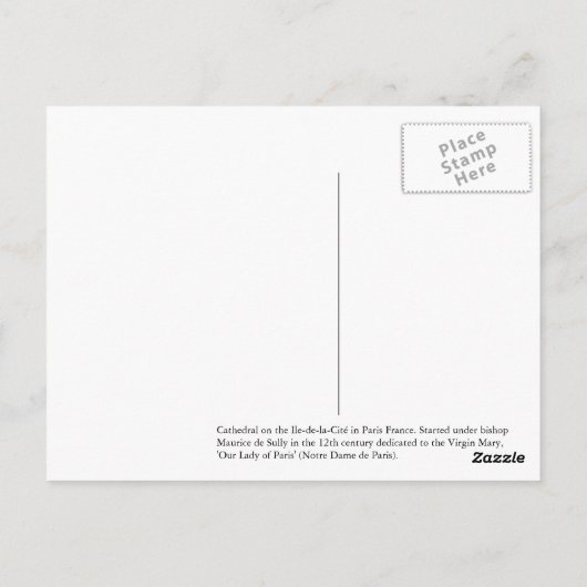 Notre-Dame Cathedral -Paris, postcard ポストカード (裏面)