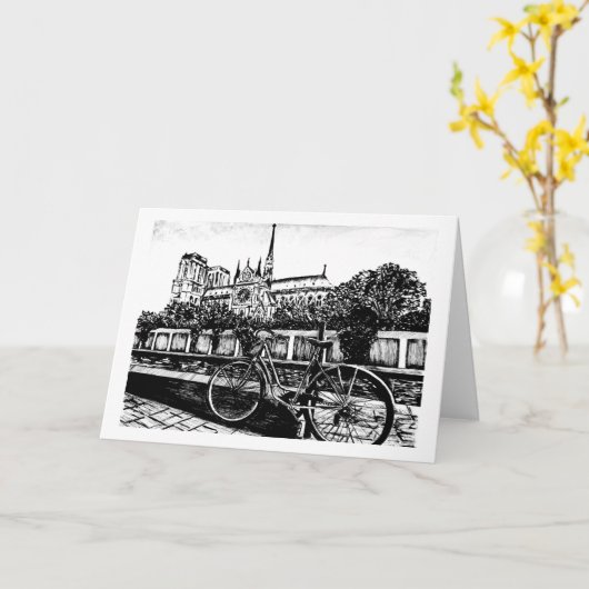 Notre Dame Note Card 5x7 カード (黄色い花)