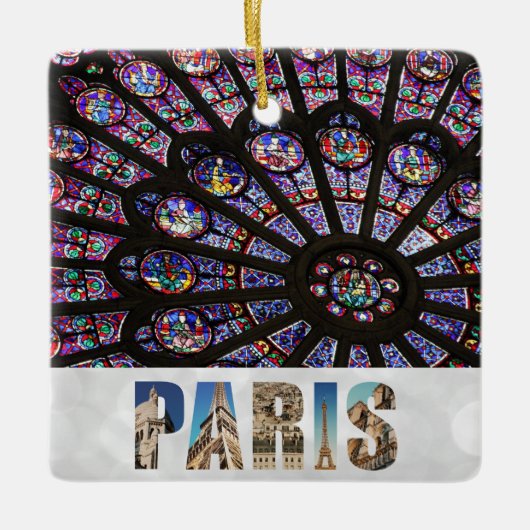 Notre Dame Paris Cathedral Stained Glass Window セラミックオーナメント (正面)
