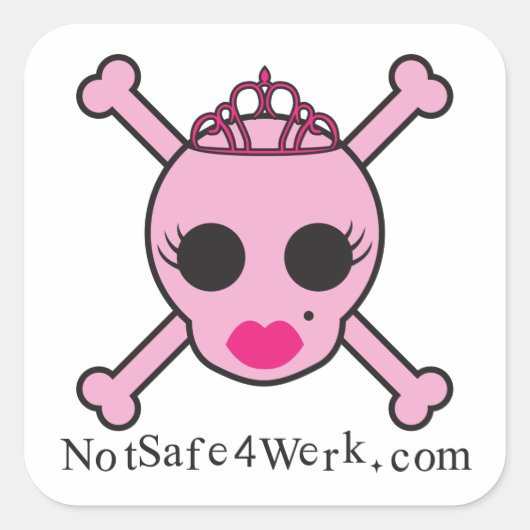 NotSafe4Werk.comピンクスカルスタンプ スクエアシール (正面)