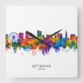 Nottingham England Skyline スクエア壁時計