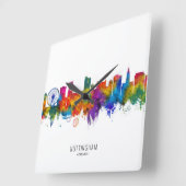 Nottingham England Skyline スクエア壁時計 (傾斜)