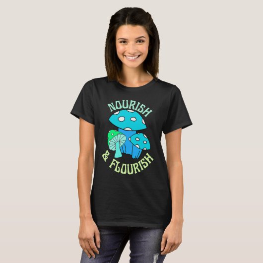Nourish & Flourish Trippy Psychedelic Aesthetic Mu Tシャツ (正面フル)