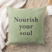 Nourish your soul Minimalist Quote Sage Green   クッション (ブランケット)