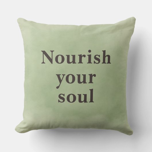 Nourish your soul Minimalist Quote Sage Green   クッション (正面)