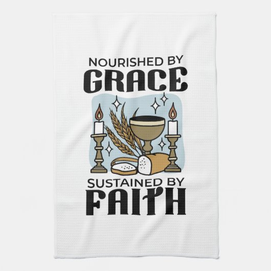 Nourished by Grace, Sustained by Faith Design キッチンタオル (縦)