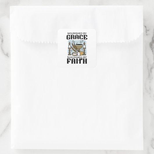 Nourished by Grace, Sustained by Faith Design スクエアシール (バッグ)