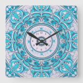 Nouveau Floral Mandala Wall Clock スクエア壁時計 (正面)