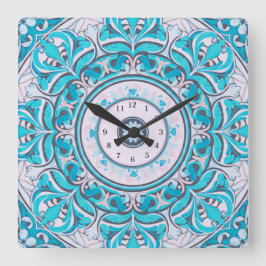 Nouveau Floral Mandala Wall Clock スクエア壁時計