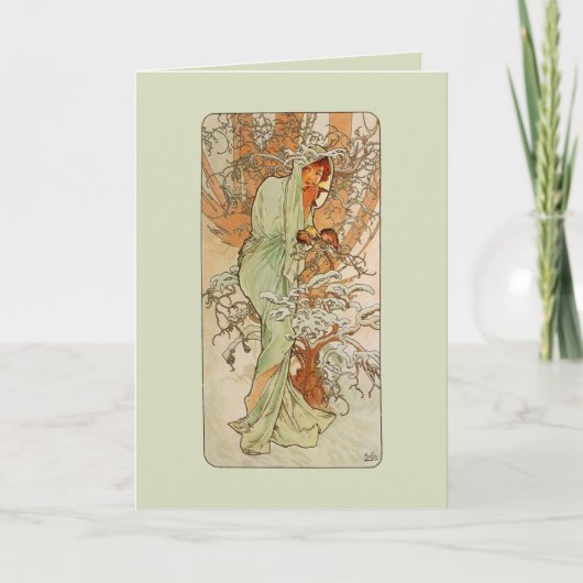 Nouveau Winter Girl Solstice Greeting Card カード (正面)