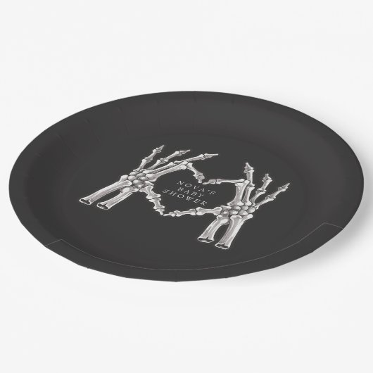 NOVAハロウィーンスケルトンハートハンズベビーシャワー ペーパープレート (アングル)